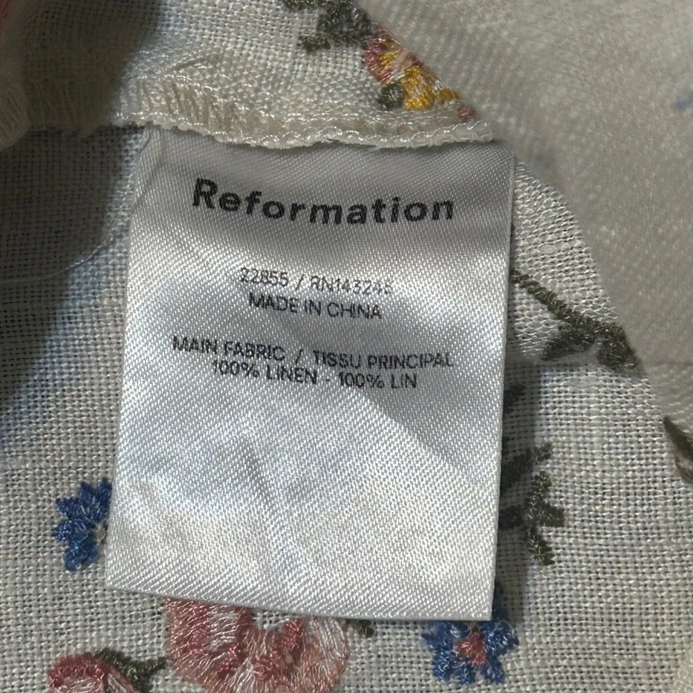 Cottage embroidered floral high waist linen pants size 0